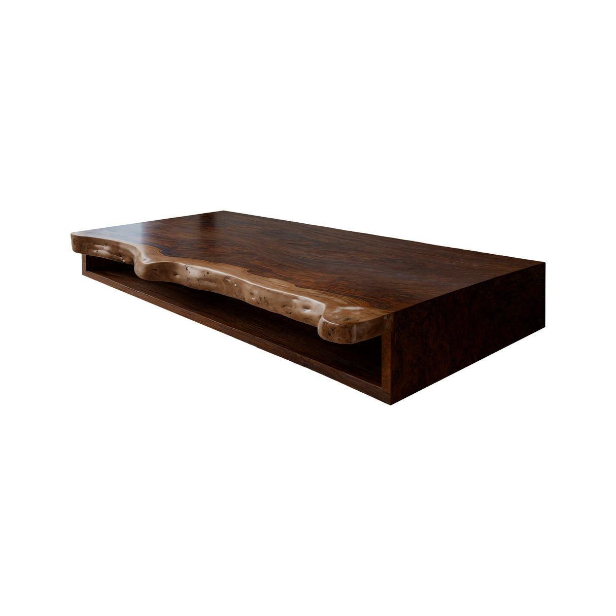 Aurelian Live Edge Solid Wood Floating Bathroom Vanity with Open Storage Dark Walnut - Timberustic Floating Bathroom Vanity with Open Storage