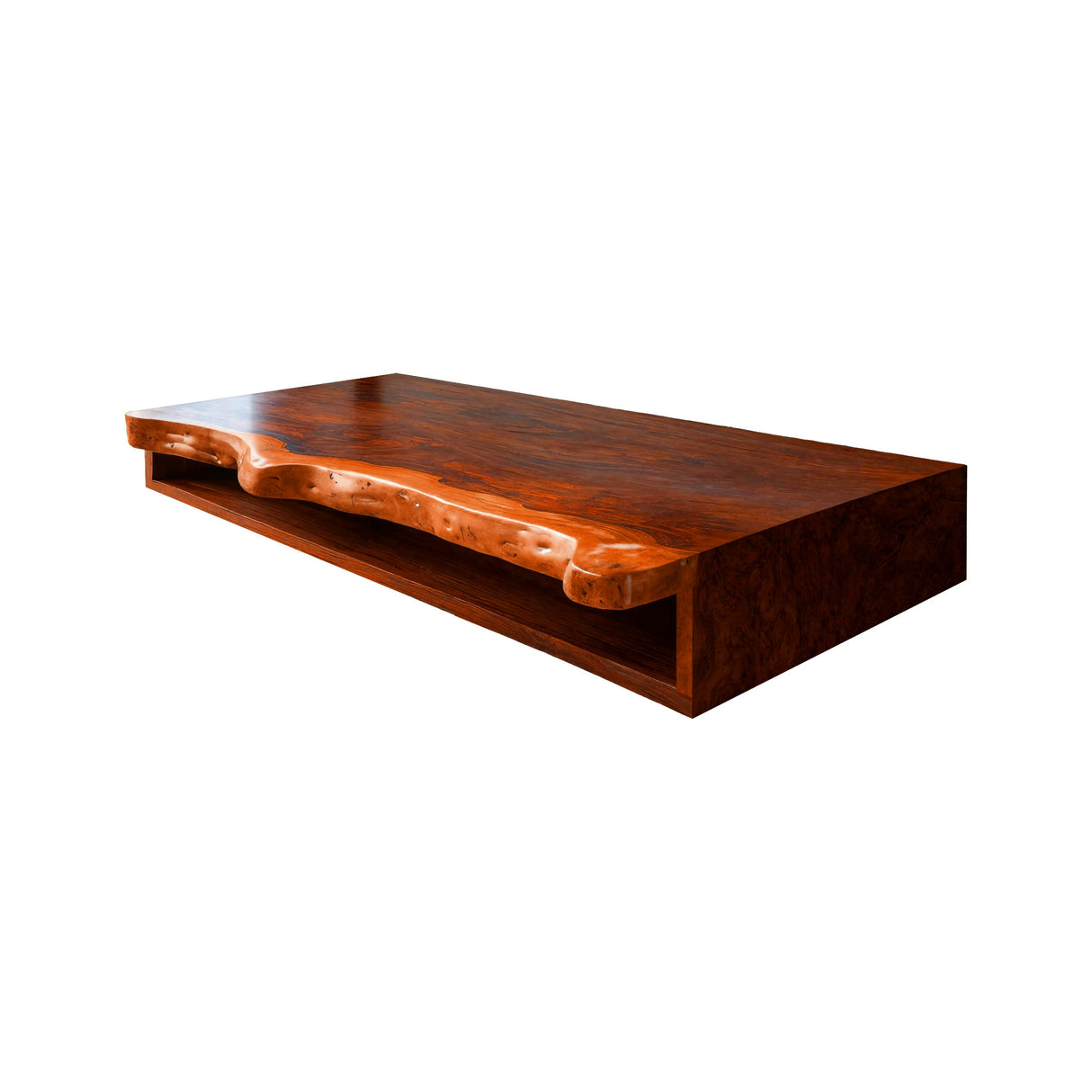 Aurelian Live Edge Solid Wood Floating Bathroom Vanity with Open Storage Mahogany - Timberustic Floating Bathroom Vanity with Open Storage