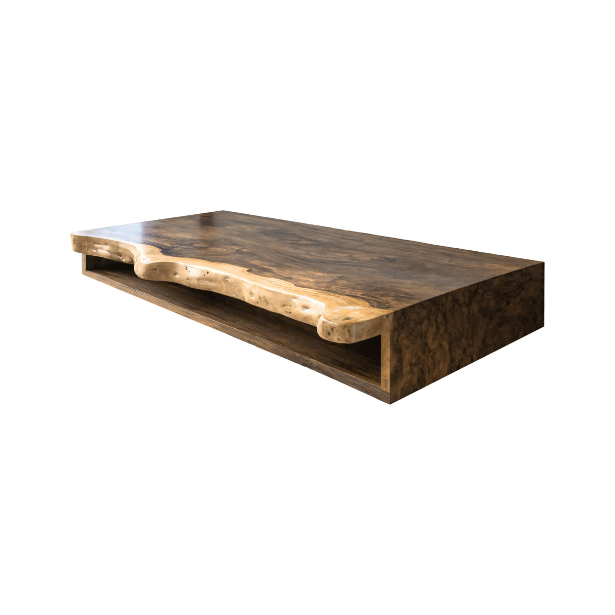 Aurelian Live Edge Solid Wood Floating Bathroom Vanity with Open Storage Natural Oak - Timberustic Floating Bathroom Vanity with Open Storage