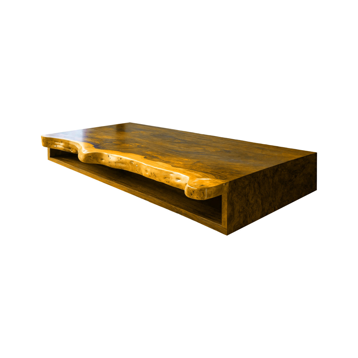 Aurelian Live Edge Solid Wood Floating Bathroom Vanity with Open Storage Teak - Timberustic Floating Bathroom Vanity with Open Storage