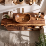 Aurelian Live Edge Solid Wood Freestanding Bathroom Vanity with Drawers