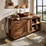Aurelian Live Edge Solid Wood Freestanding Bathroom Vanity with Drawers