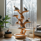 Aurelian Sculpted Solid Wood Tree-Inspired Cat Tree Shelf - Timberustic Tree-Inspired Cat Tree Shelf