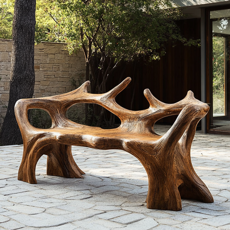 Aurelin Antler Solid Wood Sculptural Outdoor Bench - Timberustic Bench