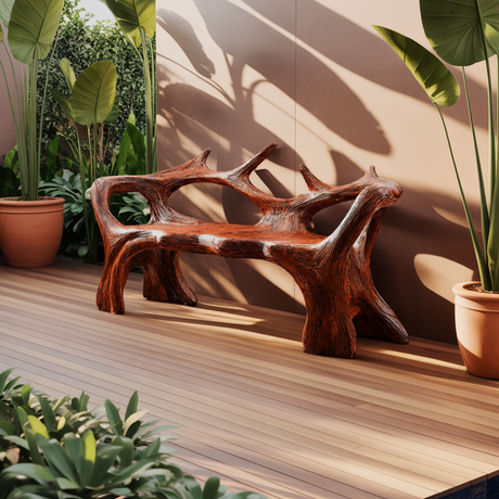 Aurelin Antler Solid Wood Sculptural Outdoor Bench - Timberustic Bench