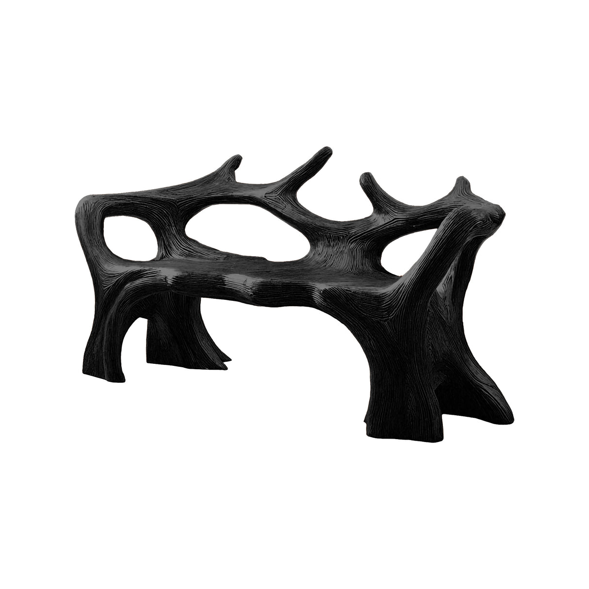 Aurelin Antler Solid Wood Sculptural Outdoor Bench Black - Timberustic Bench