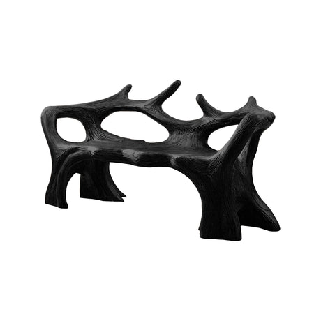 Aurelin Antler Solid Wood Sculptural Outdoor Bench Black - Timberustic Bench