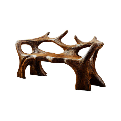Aurelin Antler Solid Wood Sculptural Outdoor Bench Brown - Timberustic Bench