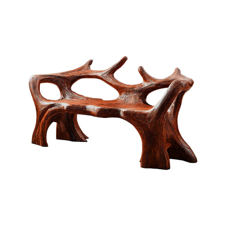 Aurelin Antler Solid Wood Sculptural Outdoor Bench Mahogany - Timberustic Bench
