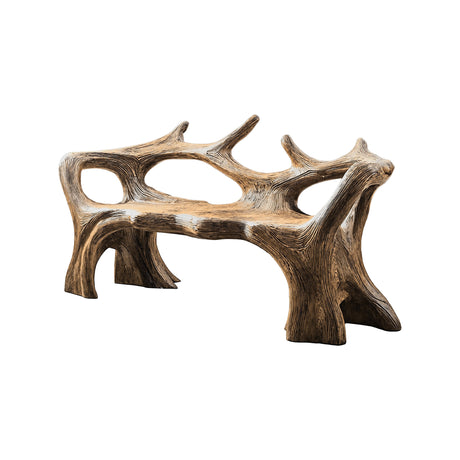 Aurelin Antler Solid Wood Sculptural Outdoor Bench Natural Oak - Timberustic Bench