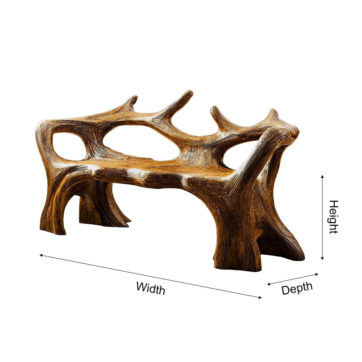 Aurelin Antler Solid Wood Sculptural Outdoor Bench - Timberustic Bench