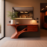 Aurelin Arc Handcrafted Wood Console Table