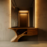 Aurelin Arc Handcrafted Wood Console Table