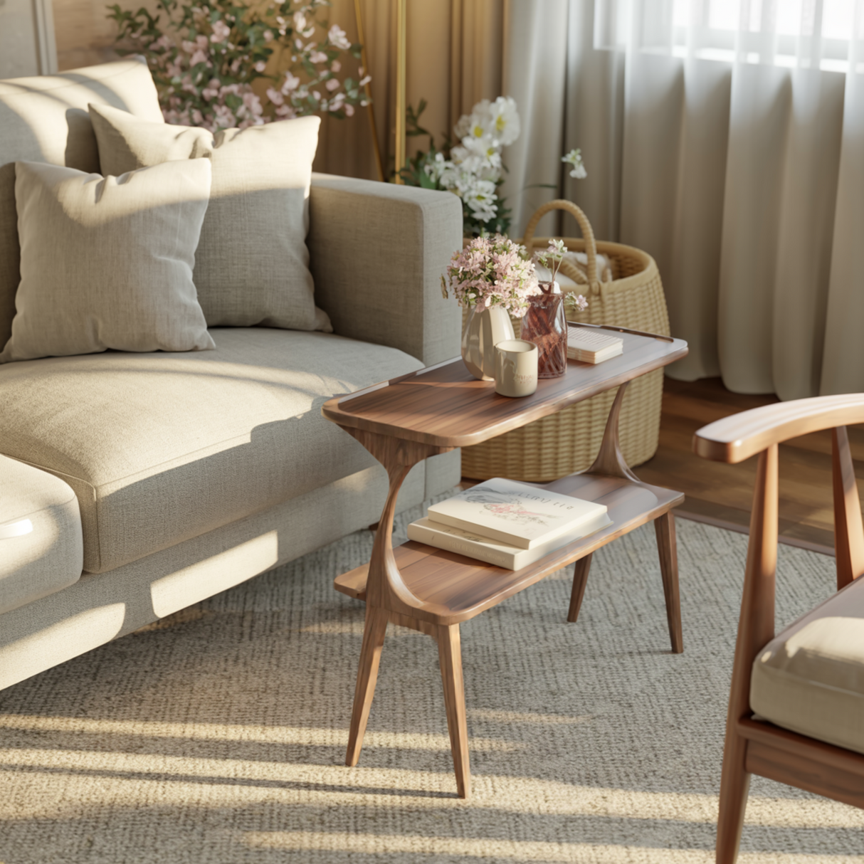 Aurelin Arc Solid Wood Side Table