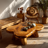 Aurelin Bloom III Solid Wood Hand Carved Coffee Table