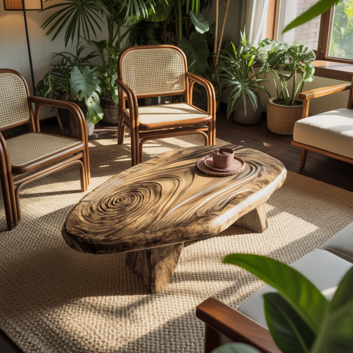 Aurelin Bloom II Solid Wood Hand Carved Coffee Table