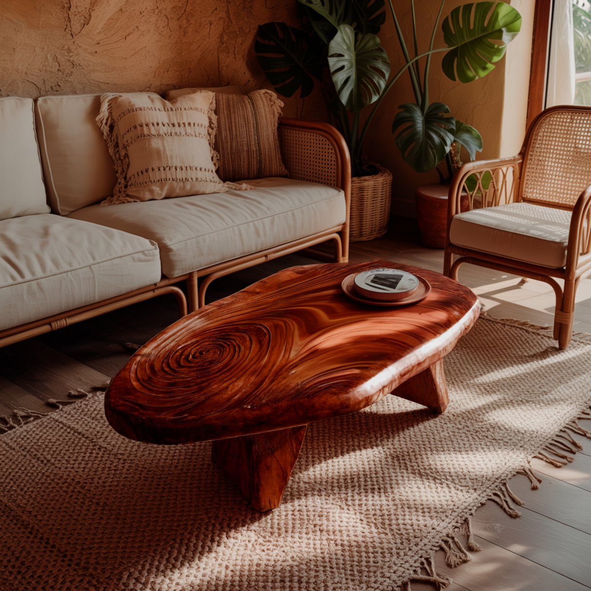 Aurelin Bloom II Solid Wood Hand Carved Coffee Table