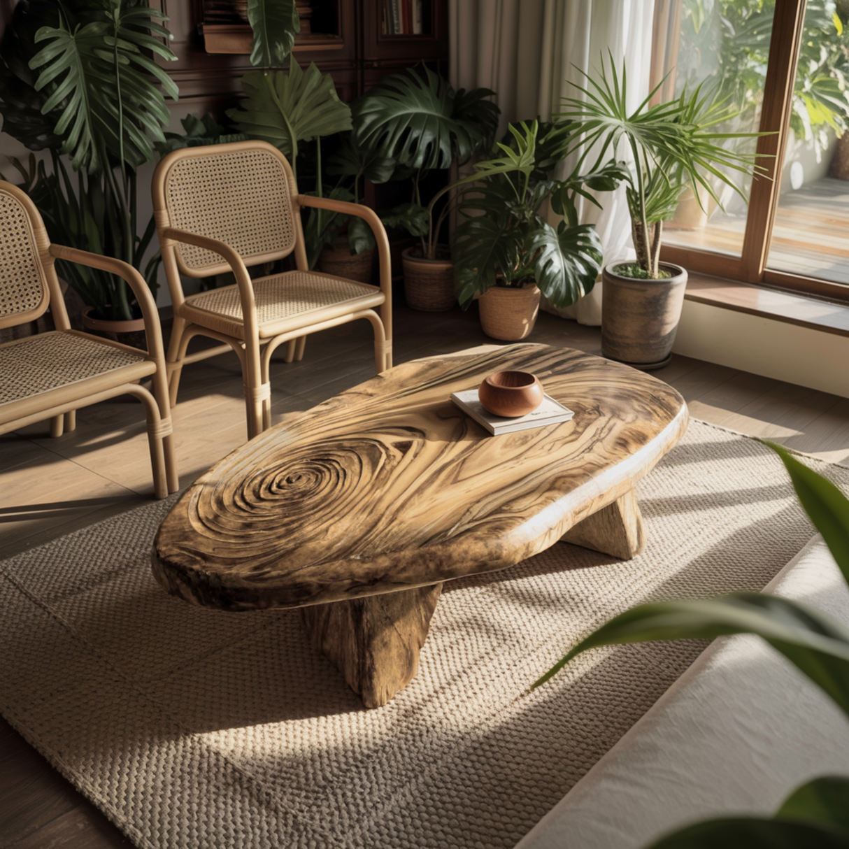 Aurelin Bloom II Solid Wood Hand Carved Coffee Table