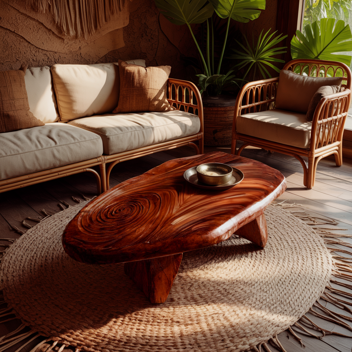 Aurelin Bloom II Solid Wood Hand Carved Coffee Table