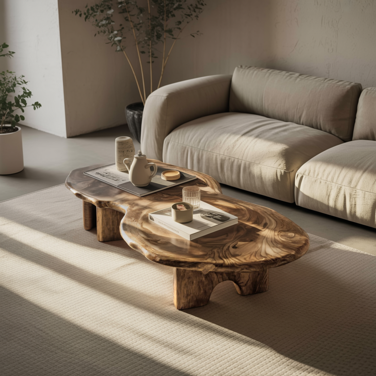 Aurelin Bloom IV Solid Wood Organic Coffee Table
