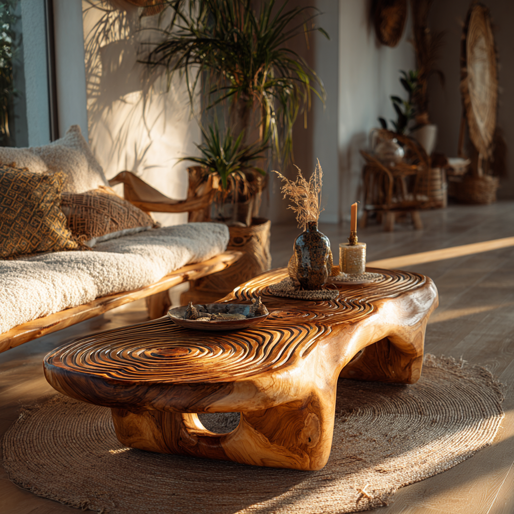 Aurelin Bloom Solid Wood Hand Carved Coffee Table
