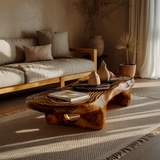 Aurelin Bloom Solid Wood Hand Carved Coffee Table