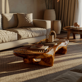 Aurelin Bloom Solid Wood Hand Carved Coffee Table