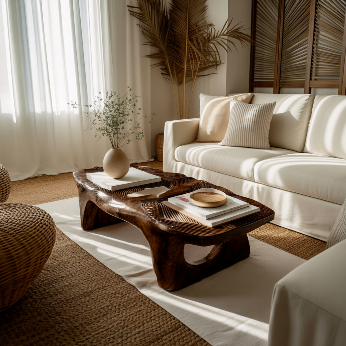 Aurelin Bloom VI Solid Wood Hand Carved Coffee Table