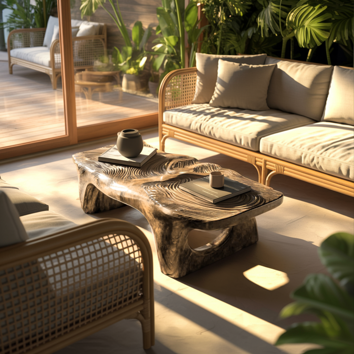 Aurelin Bloom VI Solid Wood Hand Carved Coffee Table