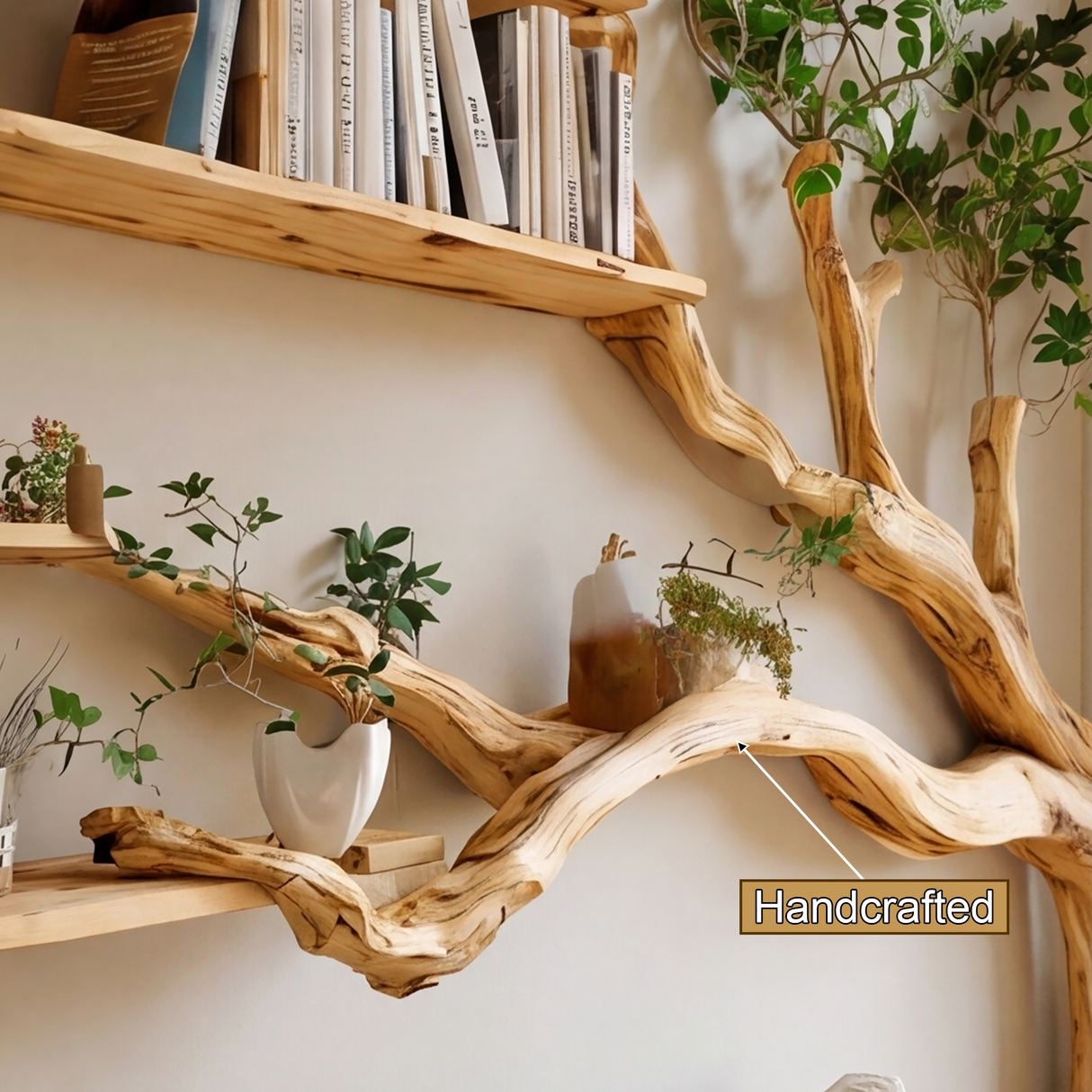 Aurelin Bloom Wall-Mounted Tree Bookshelf - Timberustic Tree Bookshelf
