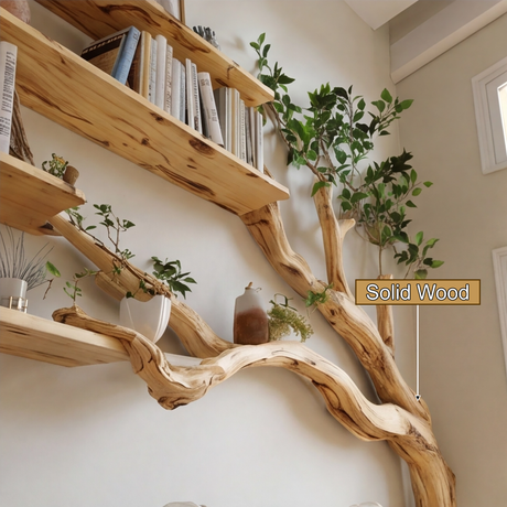 Aurelin Bloom Wall-Mounted Tree Bookshelf - Timberustic Tree Bookshelf
