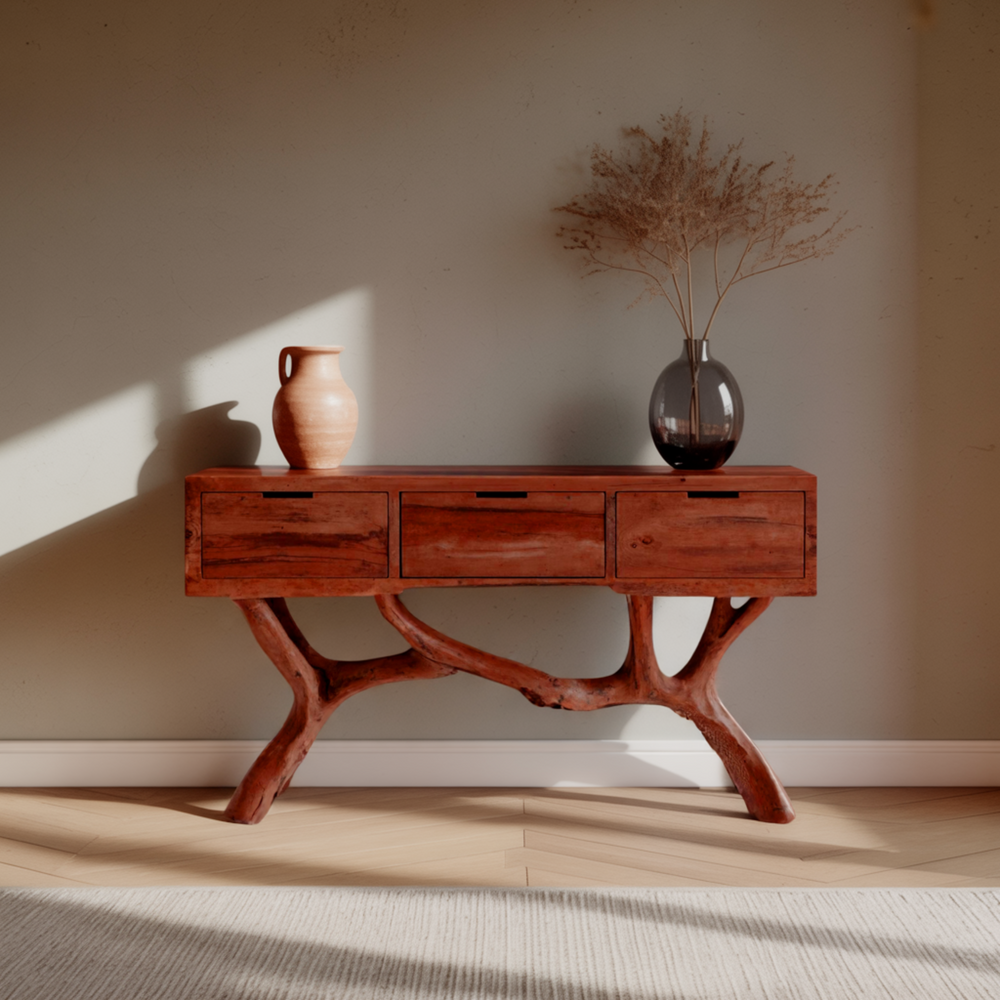 Aurelin Branch Solid Wood Console Table, Organic Modern Entry Table ...