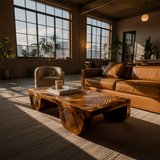 Aurelin Crest Hand-Carved Live Edge Coffee Table