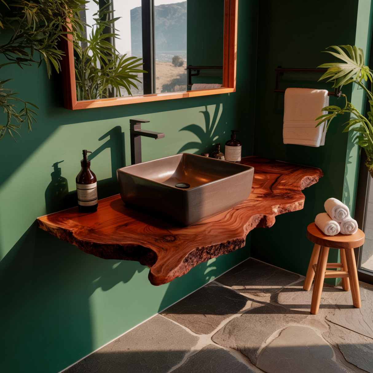 Aurelin Crest Organic Wood Floating Bathroom Vanity