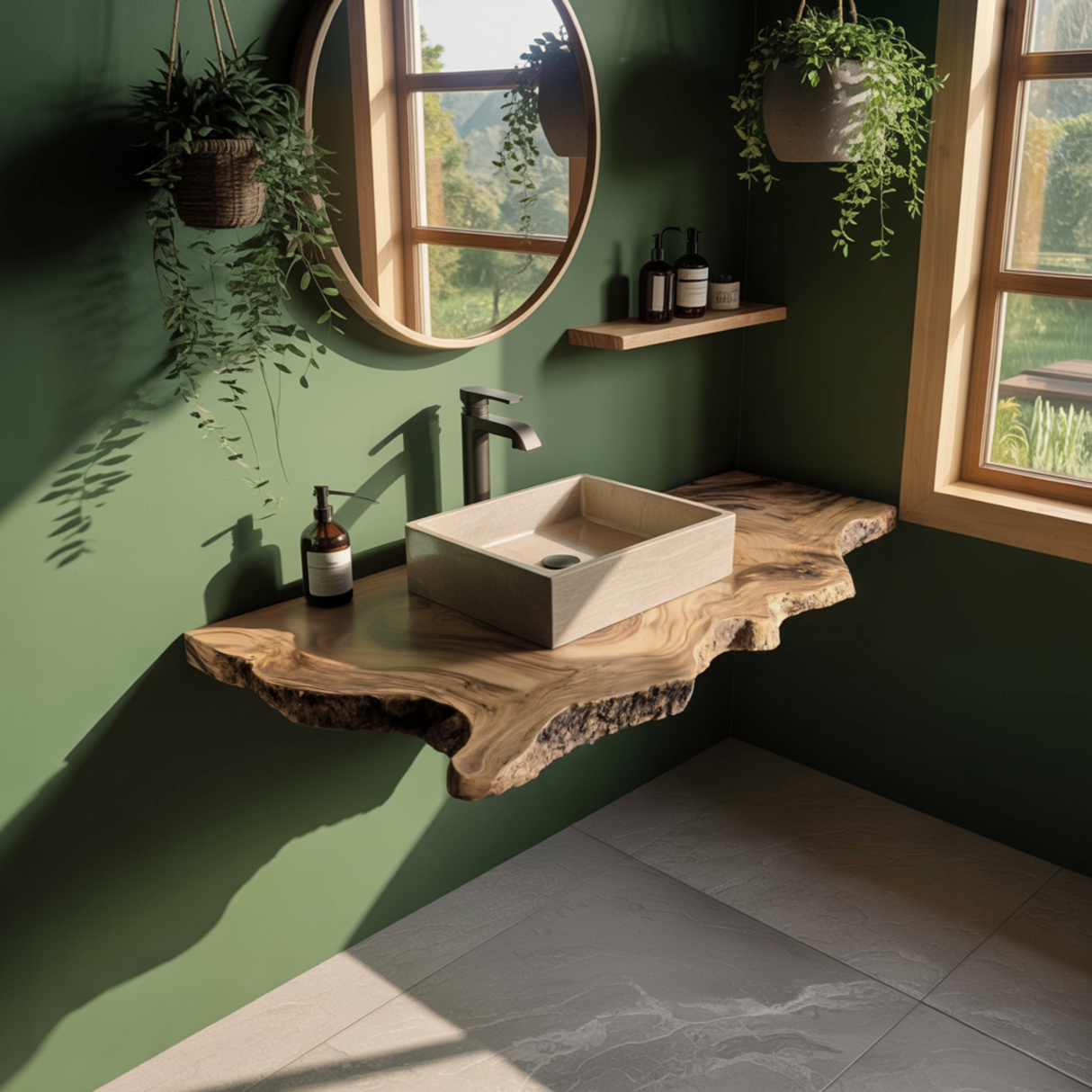 Aurelin Crest Organic Wood Floating Bathroom Vanity