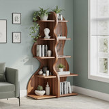 Aurelin Double Wave Solid Wood Bookshelf
