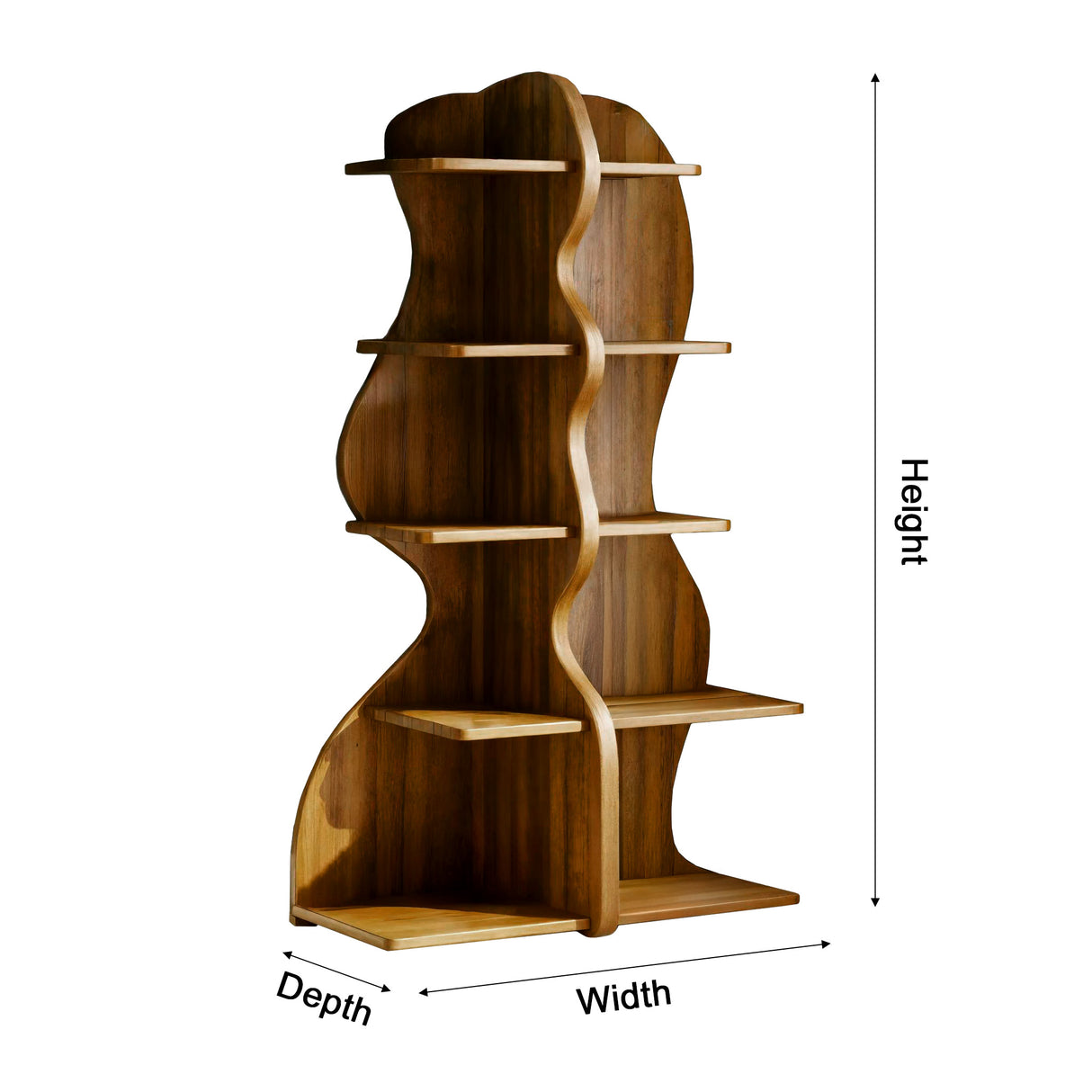 Aurelin Double Wave Solid Wood Bookshelf