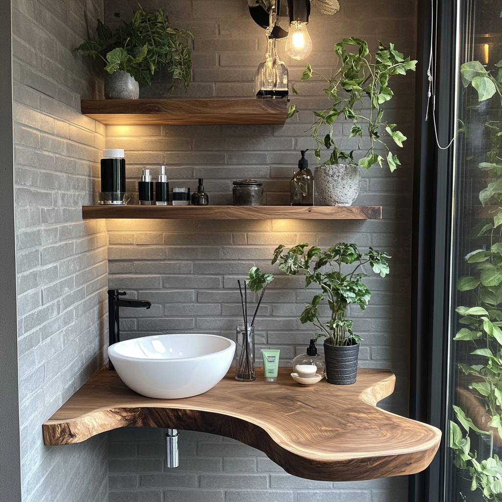 Aurelin Drift Organic Wood Floating Bathroom Vanity