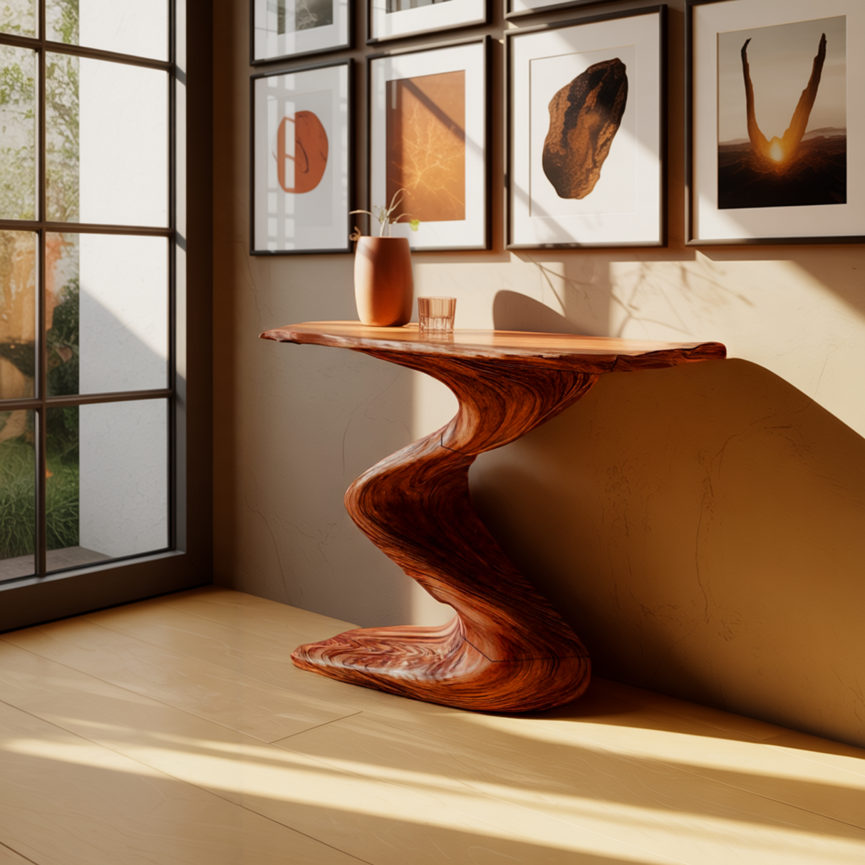 Aurelin Flow Solid Wood Console Table