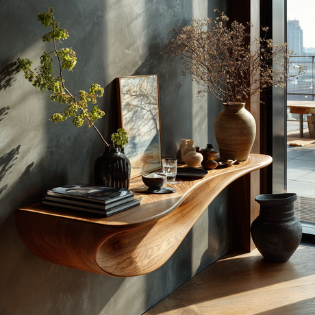 Aurelin Flow Solid Wood Floating Wall Shelf - Timberustic Floating Wall Shelf