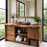Aurelin Handcrafted Solid Wood Freestanding Bathroom Vanity with Drawers