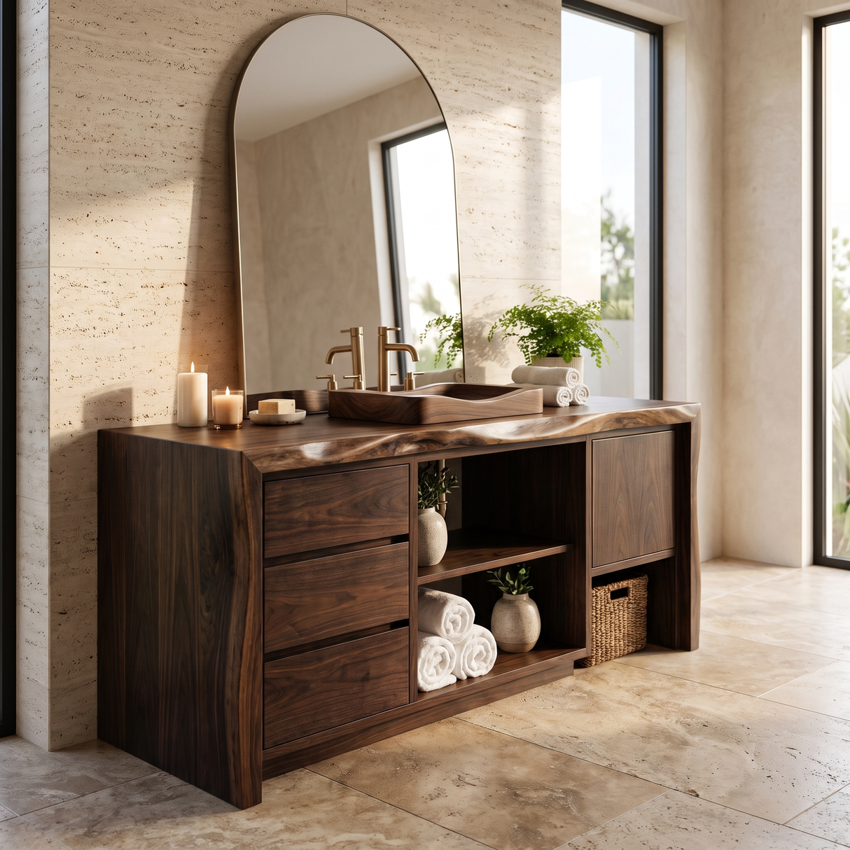Aurelin Handcrafted Solid Wood Freestanding Bathroom Vanity with Drawers