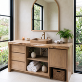 Aurelin Handcrafted Solid Wood Freestanding Bathroom Vanity with Drawers