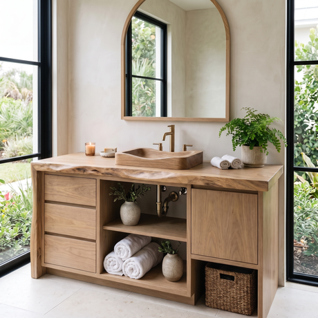 Aurelin Handcrafted Solid Wood Freestanding Bathroom Vanity with Drawers - Timberustic Freestanding Bathroom Vanity with Drawers