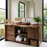 Aurelin Handcrafted Solid Wood Freestanding Bathroom Vanity with Drawers