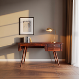 Aurelin Mid-Century Solid Wood Desk with Drawers
