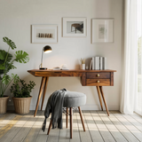 Aurelin Mid-Century Solid Wood Desk with Drawers
