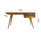 Aurelin Mid-Century Solid Wood Desk with Drawers