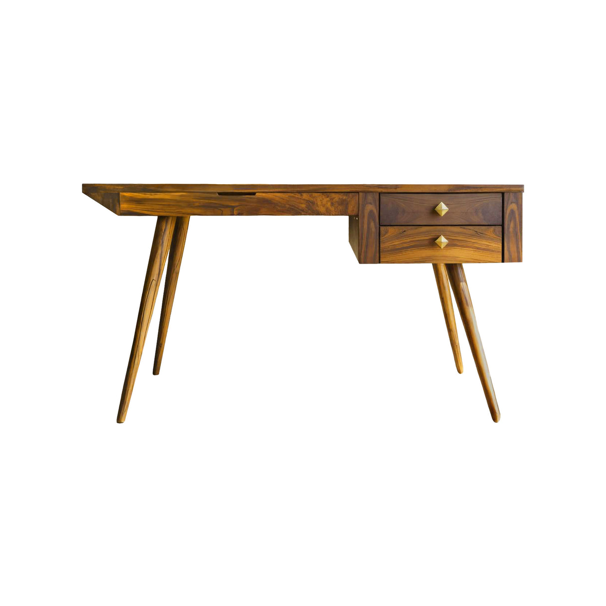 Aurelin Mid-Century Solid Wood Desk with Drawers