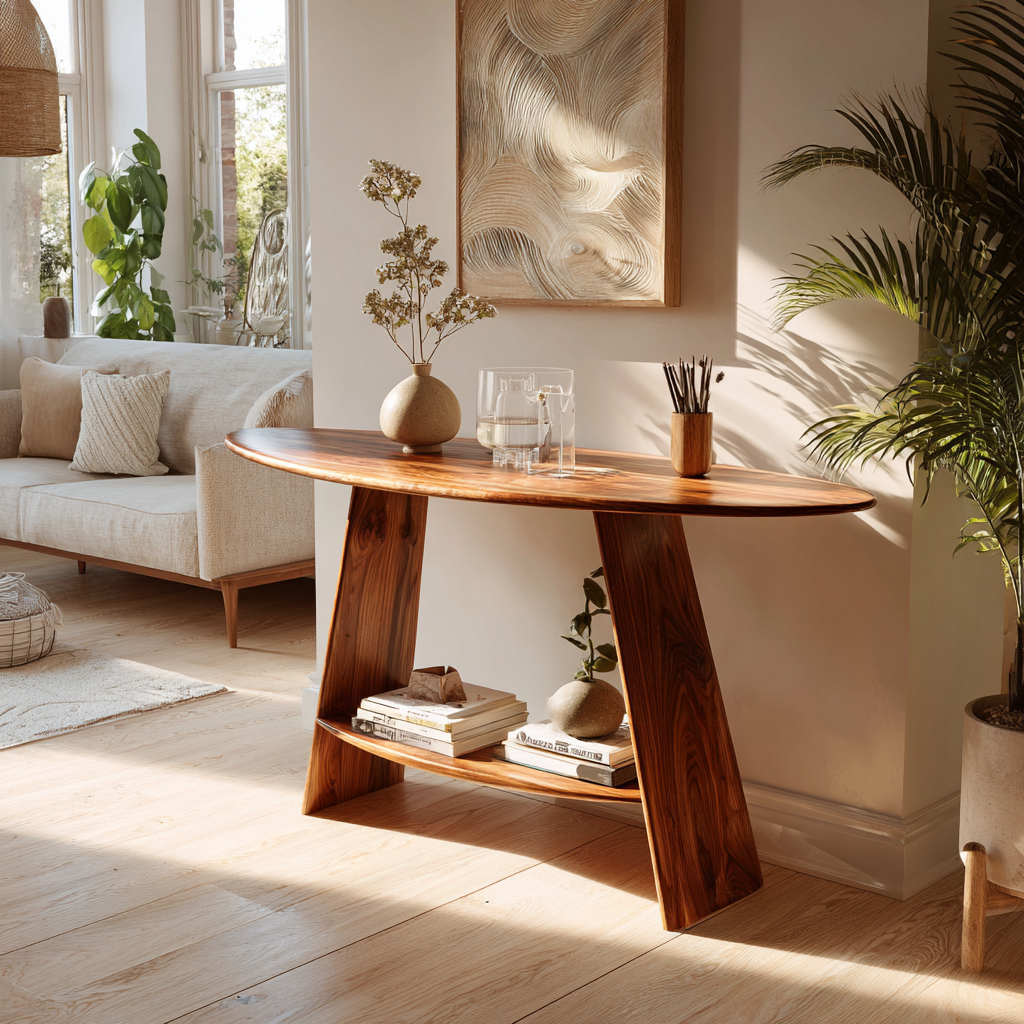 Aurelin Ovalcrest Solid Wood Console Table